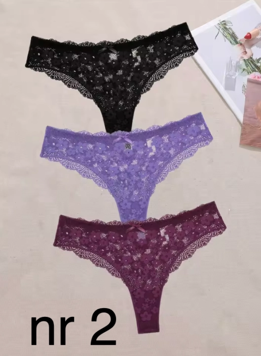 Koronkowe stringi damskie w kwiatowy wzór – eleganckie, zmysłowe i wygodne. Dostępne w różnych kolorach i rozmiarach S–XL. Podkreślają kobiece kształty i dodają pewności siebie.